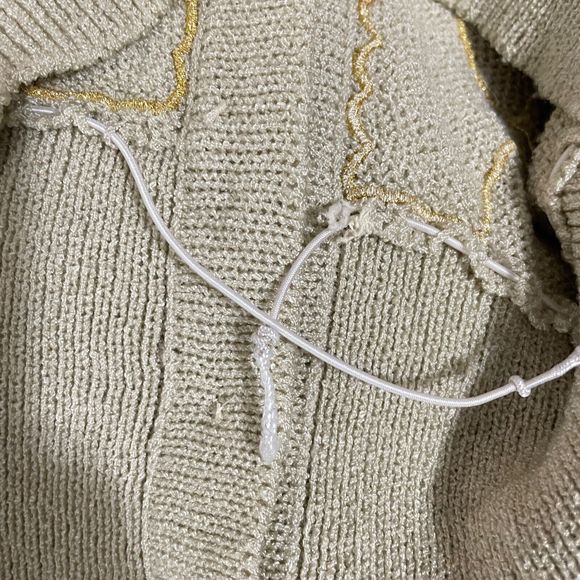 Vintage‎ Umi Collections Knit Sweater Applique Anne Crimmins Beige Small - Picture 7 of 8